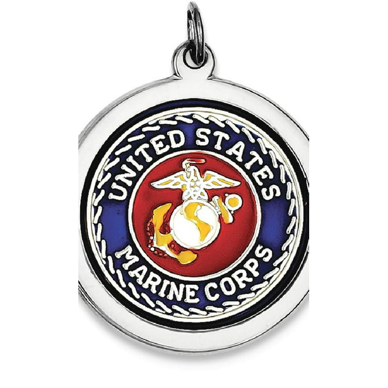 New .925 Sterling Silver USMC Marine Corps Insignia Pendant